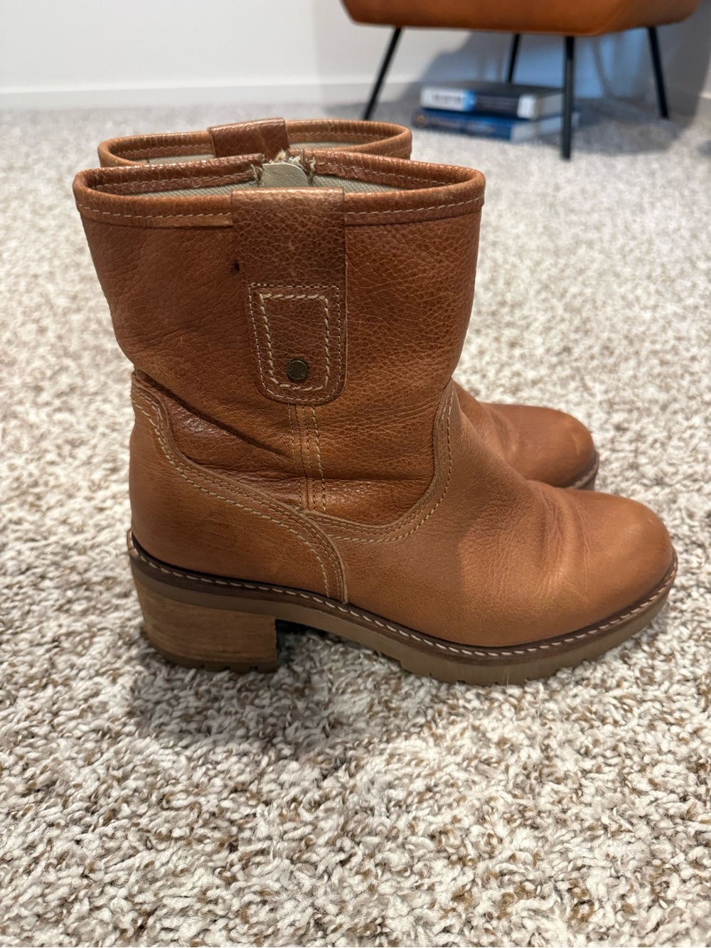 Buckle Tan Leather Heeled Boots